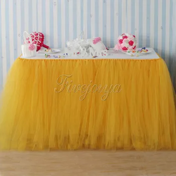 

Gold Tulle Tutu Table Skirt 100cm x 80cm Tulle Tutu Skirt for Wedding Favors Party Baby Shower Decoration