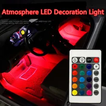 Car styling Wireless Remote/Music/Voice Control Interior Floor Foot Decoration Light Cigarette LED Atmosphere RGB Neon LampStrip