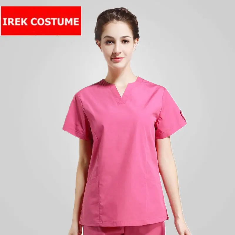 

New Summer Women Hospital Medical Scrub Set Dental Clinic Beauty Salon Nurse Uniform Short Sleeve Surgical Clothes Pink