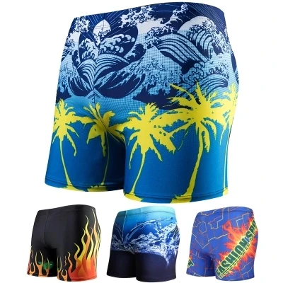 

Men Summer Swimsuit Quick Dry Swimming Trunks Boxer Sunga Briefs Men's Racing Swimwear Beach Board Strips Shorts