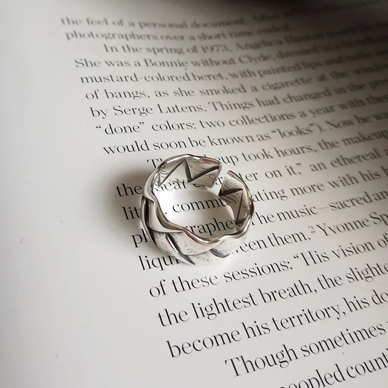 CosFecit Silver 925 Ring Women Big Trendy Opening Ring Female Silver 925 Jewelry Korean Design Silver Rings Vintage Woman Party  (1)