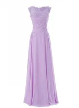 2017 Elagant Chifon O-ausschnitt Bodenlangen Evenng Kleider Eine Linie Appliques Lace Up Formale Partei-kleider für Frauen Vestido De Festa