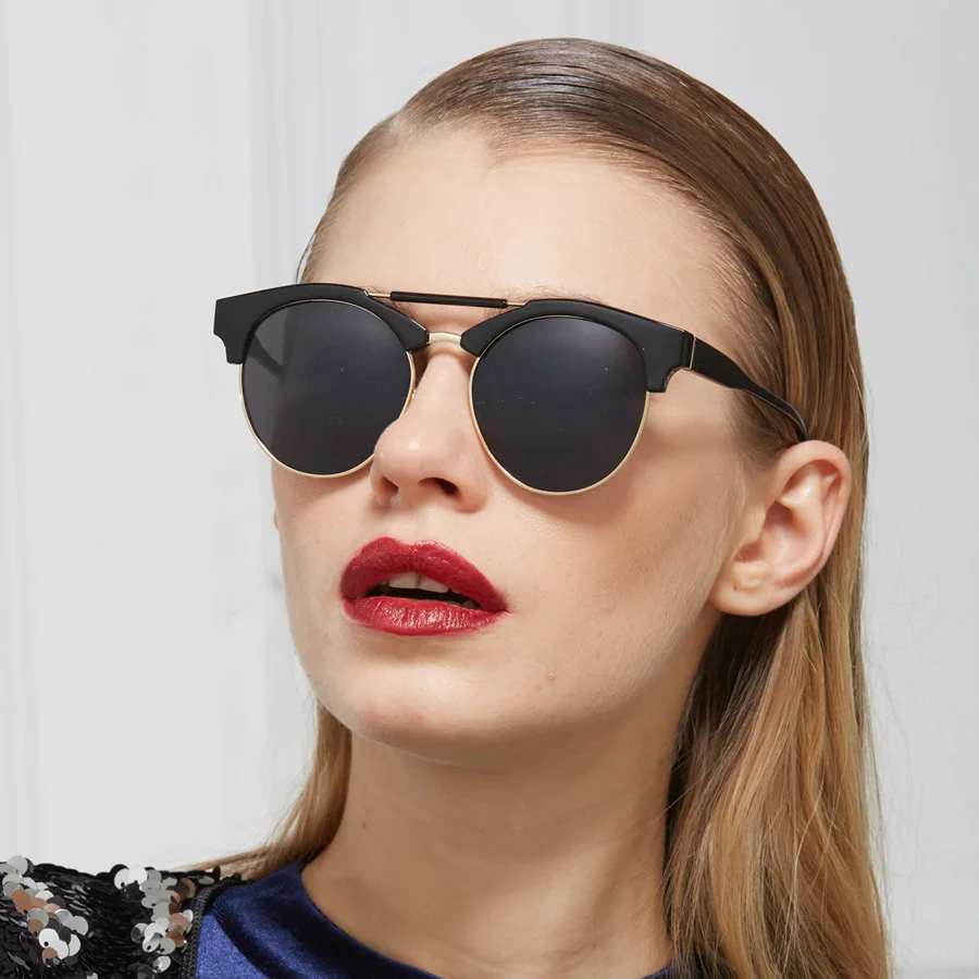 Fashion Steampunk Goggles Mens Sunglasses Brand Designer Half Frame Retro Round Glasses Mirror Women s Sunglasses