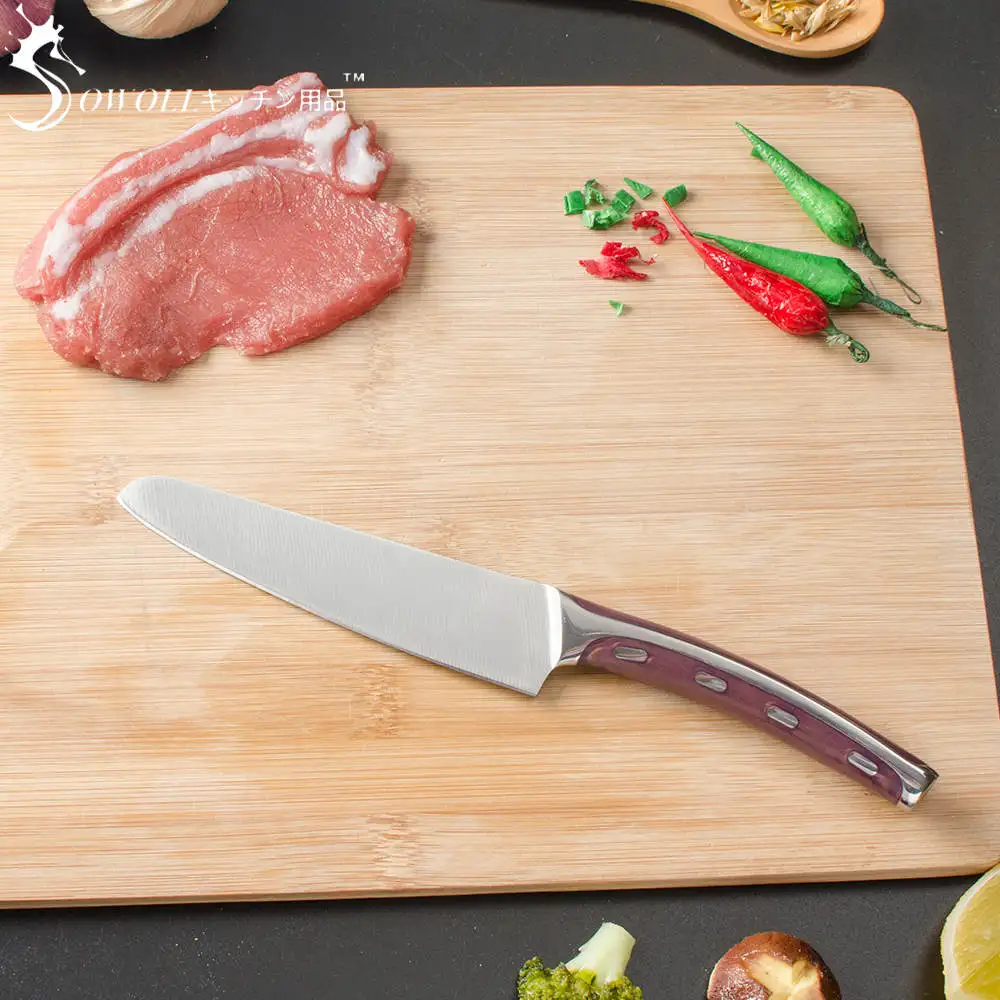 SOWOLL Seamless Welding 4CR14 Stainless Steel Kitchen Knife 5 inch Non-stick Utility Knife Energy-saving Cutter Kitchen Tool