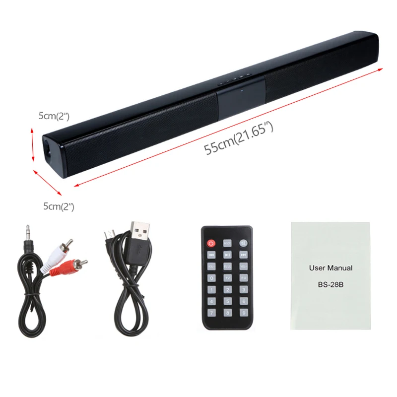 20W Column Wireless Bluetooth Speaker TV Soundbar Stereo Home Theater Portable Sound Bar TF USB For TV PC