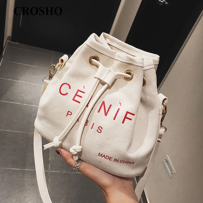 

CROSHO Fashion Contrast Color One shoulder Bag Crossbody Bag Retro Bucket Bag Letter