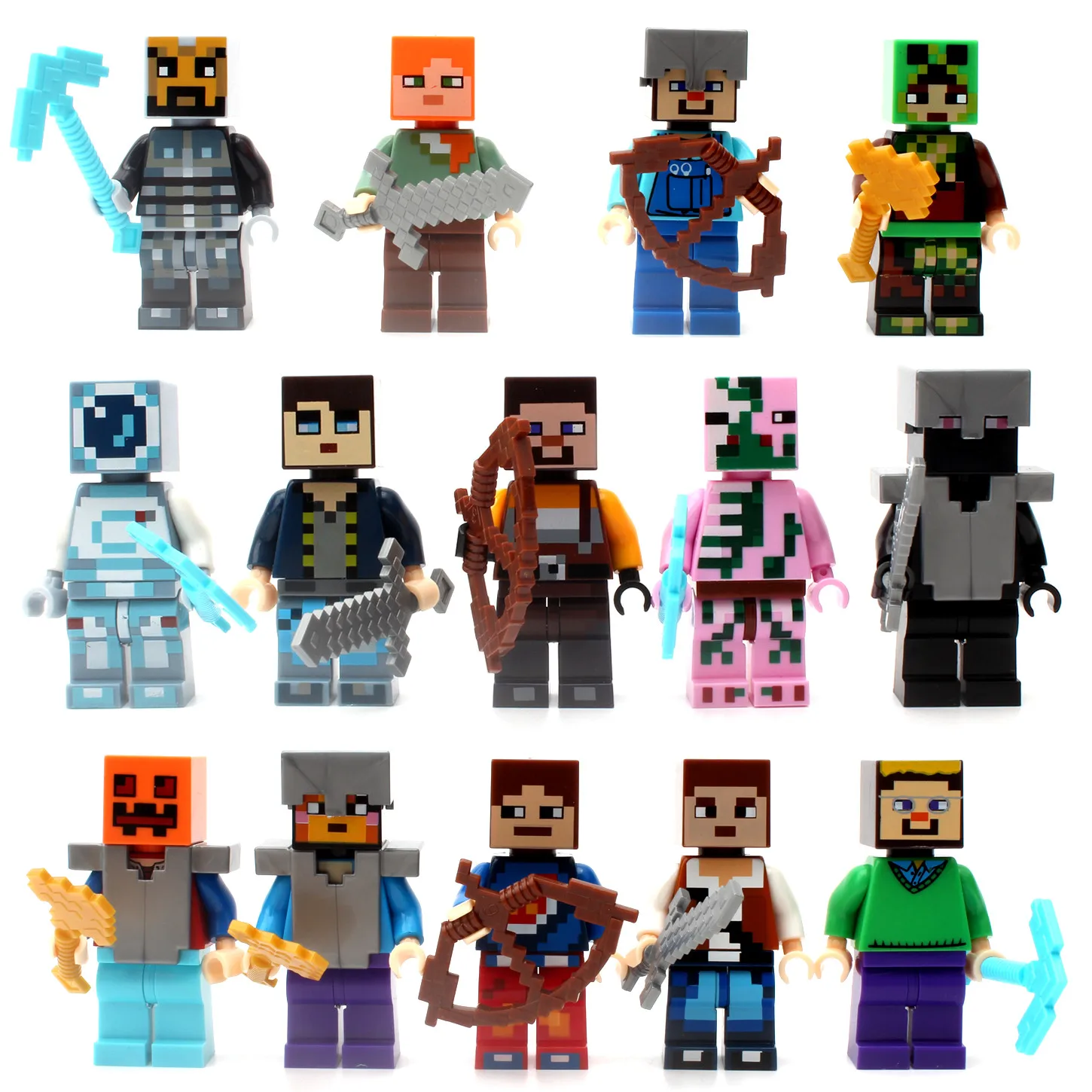 Single Sale Minecrafted Style Zombie Steve figure DIY Building Blocks Toys Compatible Legoings Model