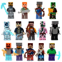 Single Sale Minecrafted Style Zombie Steve figure DIY Building Blocks Toys Compatible Legoings Model