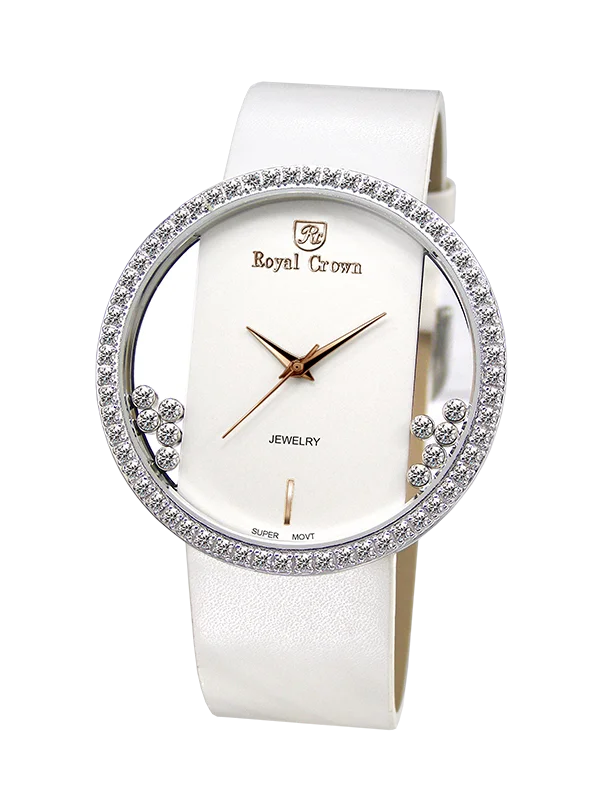 

Royal Crown 6110 Italy brand Jewelry Watch Diamond Japan MIYOTA platinum virgin genuine watch waterproof skeleton white