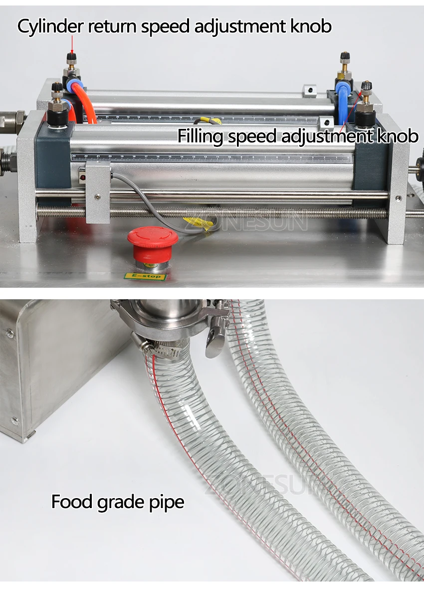 ZONESUN 100-1000 мл горизонтальный полный пневматический цилиндр головки машина для розлива шампуня эфирное масло вода молоко наполнитель
