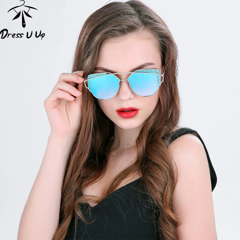 DRESSUUP 2017 Luxury Steel Ball Cat Eye Sunglasses Women Brand Designer UV400 Sun Glasses Fashion font