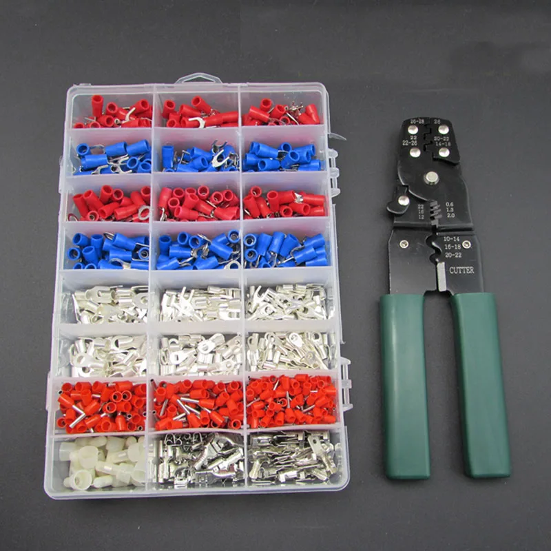 

Cold pressed wiring terminal Pre insulated terminal Combination set with multifunctional crimping pliers