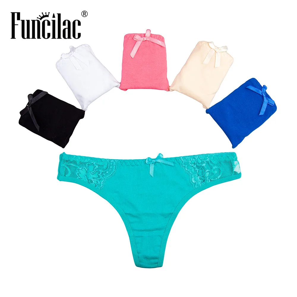 FUNCILAC женские кружевные стринги и женское нижнее белье трусики из хлопка Mutande Donna