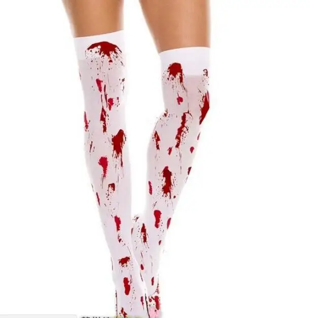 WHITE BLOOD STAINED STOCKINGS HORROR ZOMBIE BLOOD HALLOWEEN FANCY PARTY DRESS