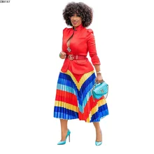 CMYAYA/Женские винтажные плиссированные юбки до середины голени с высокой талией и волнистыми полосками в ретро-стиле; классическая женская плиссированная юбка; юбки; CM82