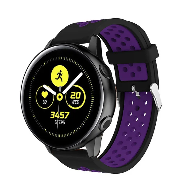 Силиконовый ремешок для часов samsung Galaxy Watch Active Band Galaxy 42 мм ремешок S2 gear мягкий спортивный 20 мм смарт-браслет ремешок для часов - Цвет: Black purple