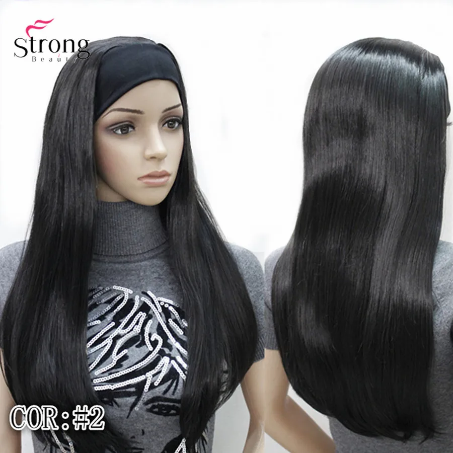 StrongBeauty оголовье парики женские синтетические Монолитным длинные прямые волосы блонд/черные натуральные парики