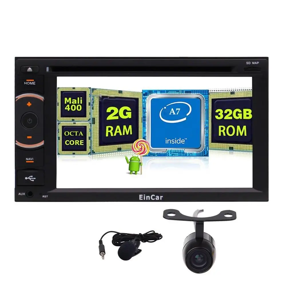 Best Octa core 2G RAM 32G ROM Car Stereo 2din Android5.1 Radio Bluetooth GPS Navigation DVD CD Player WiFi Support OBD2 Backup Camera