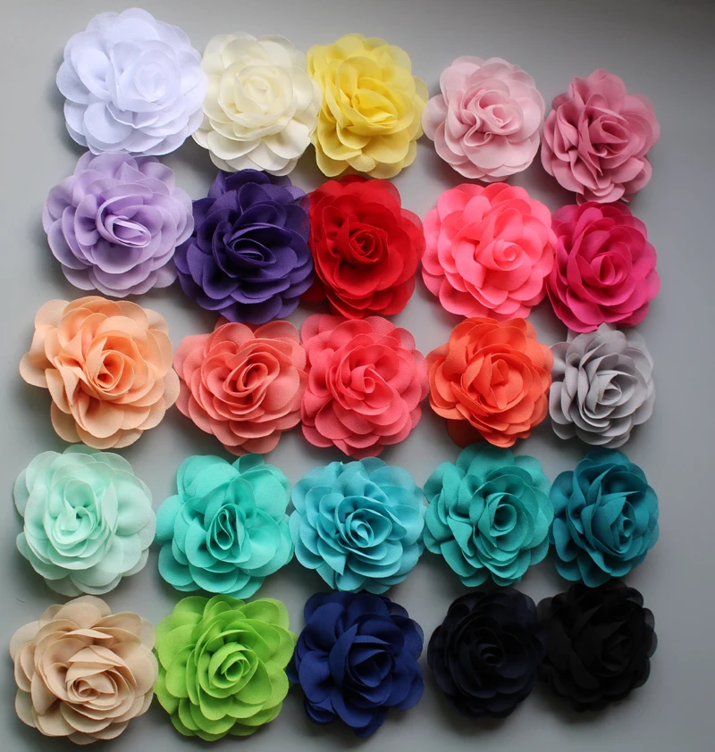 

2017 New Sytle 3.15" Soft Chic Chiffon Flowers Flat back For kids girl Headband 120pcs/lot Freeshipping