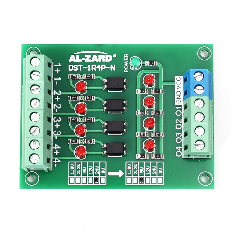 

24V to 5V 12V 3.3V 1.8V 4 Channel Optocoupler Isolation Board Isolated Module PLC Signal Level Voltage Converter Board 4 Bit NPN