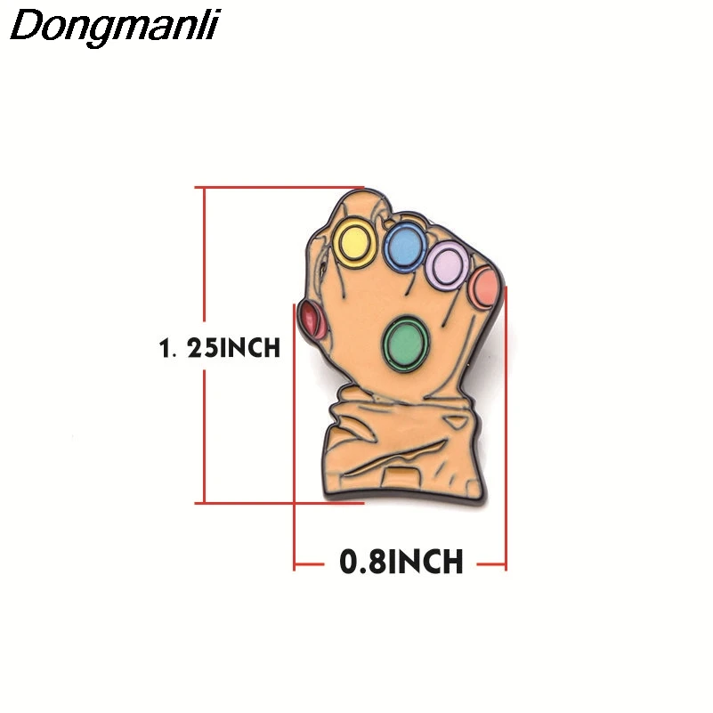 P2545 Dongmanli Thanos Infinity Gauntlet металлические эмалированные значки на булавке, броши, ювелирные изделия из фильма, аксессуары, подарки для фанатов