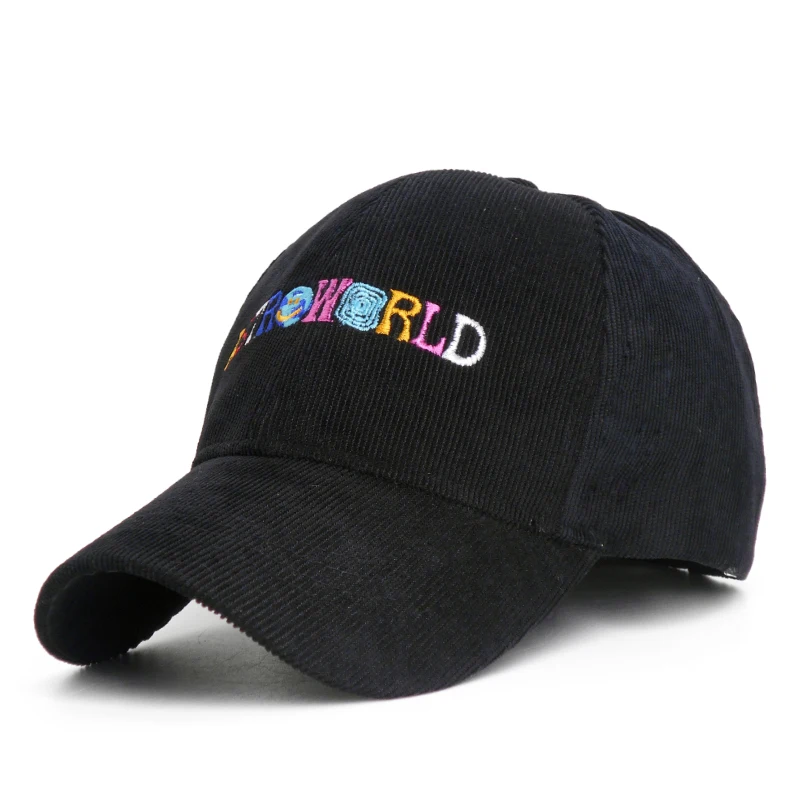 

Letter Astroworld Baseball Cap Mens Black Corduroy snapback hats Casual Dad Caps Women Casquette Homme