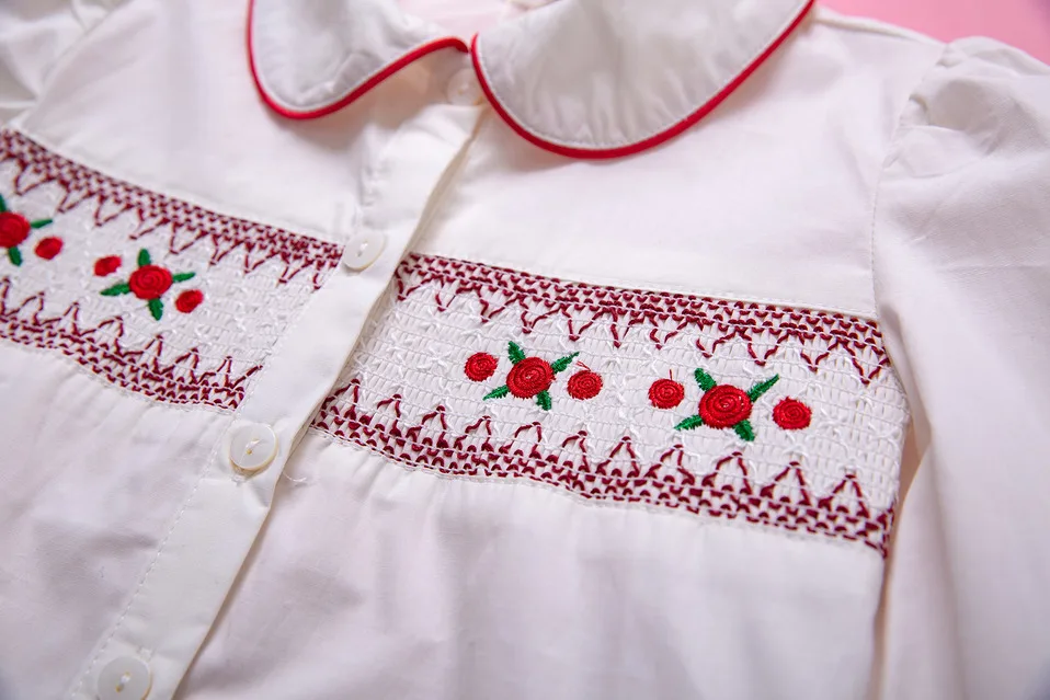 Pettigirl/летние комплекты одежды принцессы для маленьких девочек однобортный Топ с вышивкой+ красные шорты детские костюмы G-DMCS0010-A183