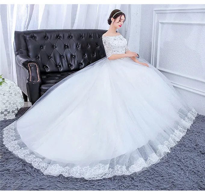 YC-H79T# длинное свадебное платье с вырезом лодочкой и шнуровкой размера плюс, белые свадебные платья для невесты, женской одежды