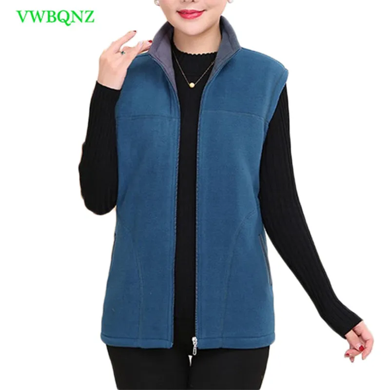 2018 Autumn Winter Vest Middle-Aged Women Plus Size Warm Fleece Vest Womens Standing collar Fashion Casual Coat Female 5XL A 534