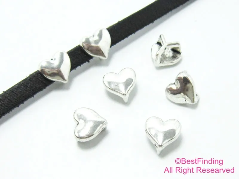 

Heart sliders 5x2mm leather findings 6mm flat leather sliders FF223