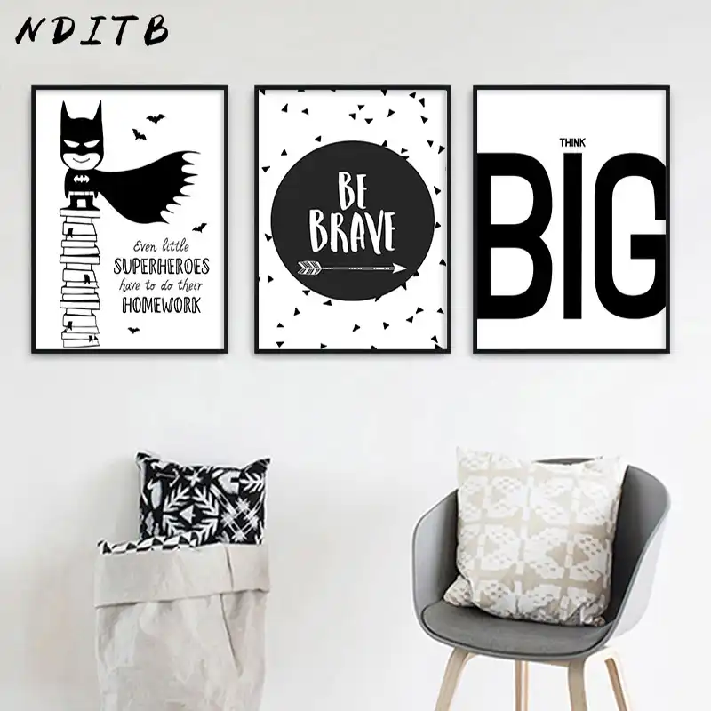 Nditb Cartoon Superhero Batman Quotes Comic Canvas Art Poster Black White Nursery Print Painting Wall Picture For Kids Bedroom Nditb Cartoon Superhero Batman Quotes Comic Canvas Art Poster Black White Nursery Print Painting Wall Picture For Kids Bedroom