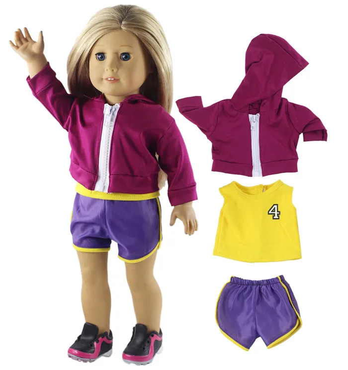 3 Pcs Fashion Basketball Sport Suit Outfit Doll Clothes for 18 Inch