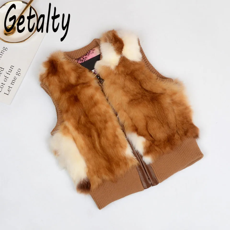 

Real Rabbit Fur Vest Kids Women Jackets 2018 New Winter Thicken Grils Boys Leopard Vests Waistcoats Children Outerwear Coats V01