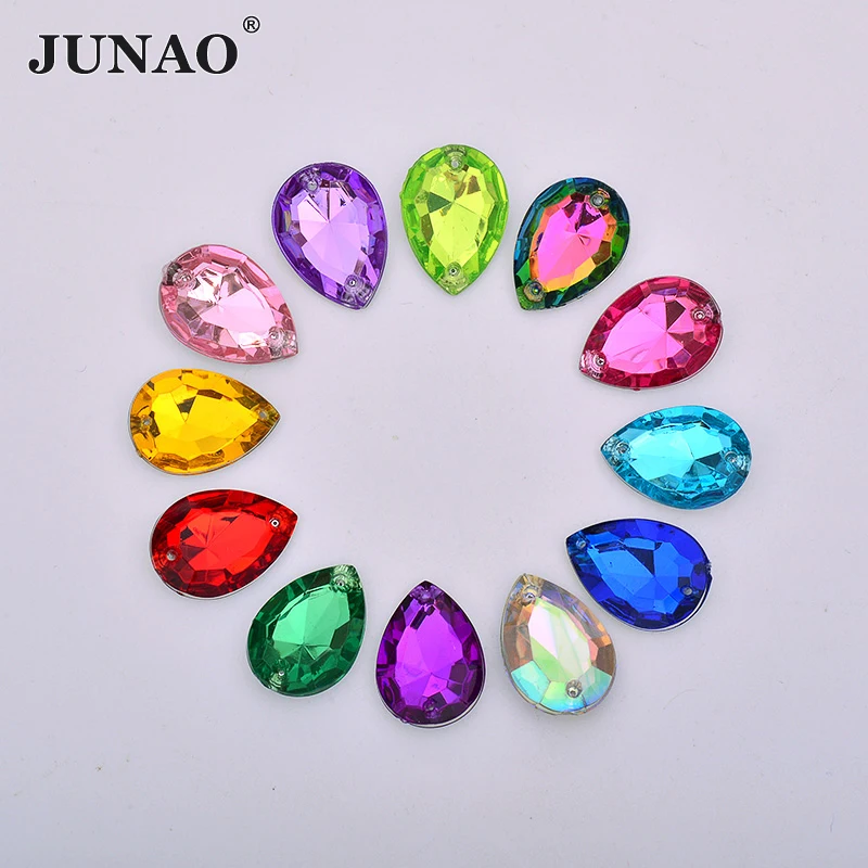 

13*18mm Sewing Drop Rhinestones Sew On Acrylic Pointback Strass Crystal Applique Stones Clothes Dresses Decorations