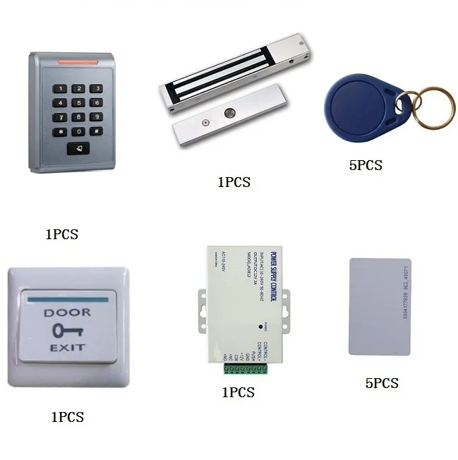 

U5-system1: 1pcs U5 Access Control Keypad+1 magnetic lock+1pcs exit button+1pcs power supply+5pcs cards+5pcs keyfobs