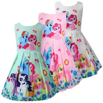 

Cute Poly Girls Princess Dresses Summer Sleeveless Cartoon Printed Children Dresses Party Wedding Dress kids Clothes For 2-8Yrs
