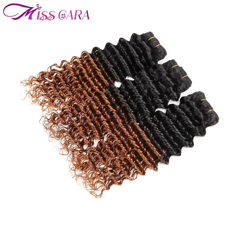 

Malaysian Deep Wave 3 Bundles A Lot Ombre T1B/30 Color 2 Tone 100% Human Hair Bundles Miss Cara Non-Remy Hair Weaves Thick Weft