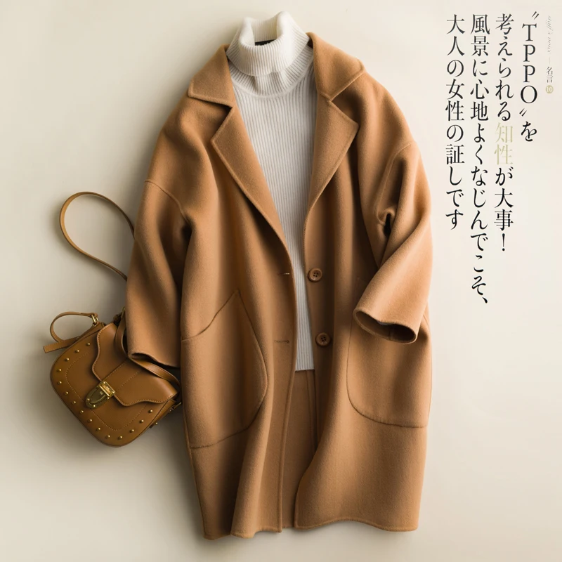 

KMETRAM 100% Wool Coat Female Jacket Woman Spring 2019 Korean Double-side Woolen Coats and Jackets Women Chaqueta Mujer MY2582