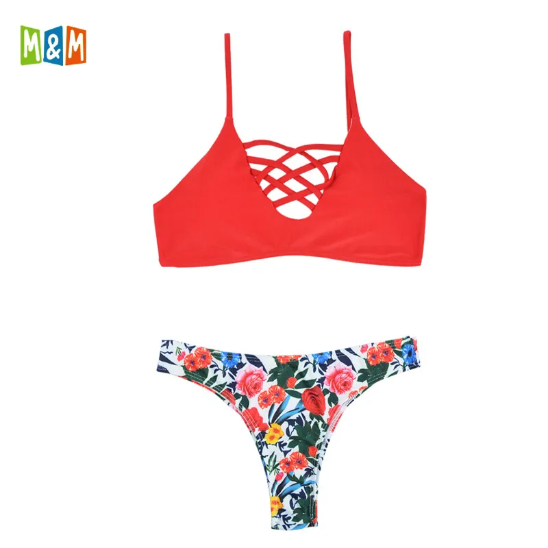 M&M Bikini 2018 Bright Color Women Bikinis Summer Strand Badeanzug