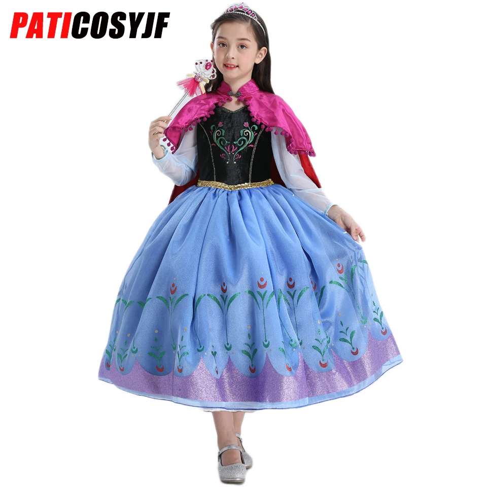 

Carnival Cosplay Princess Anna Fancy Dress Halloween Party Frozen Elsa Princess Costume for Girls