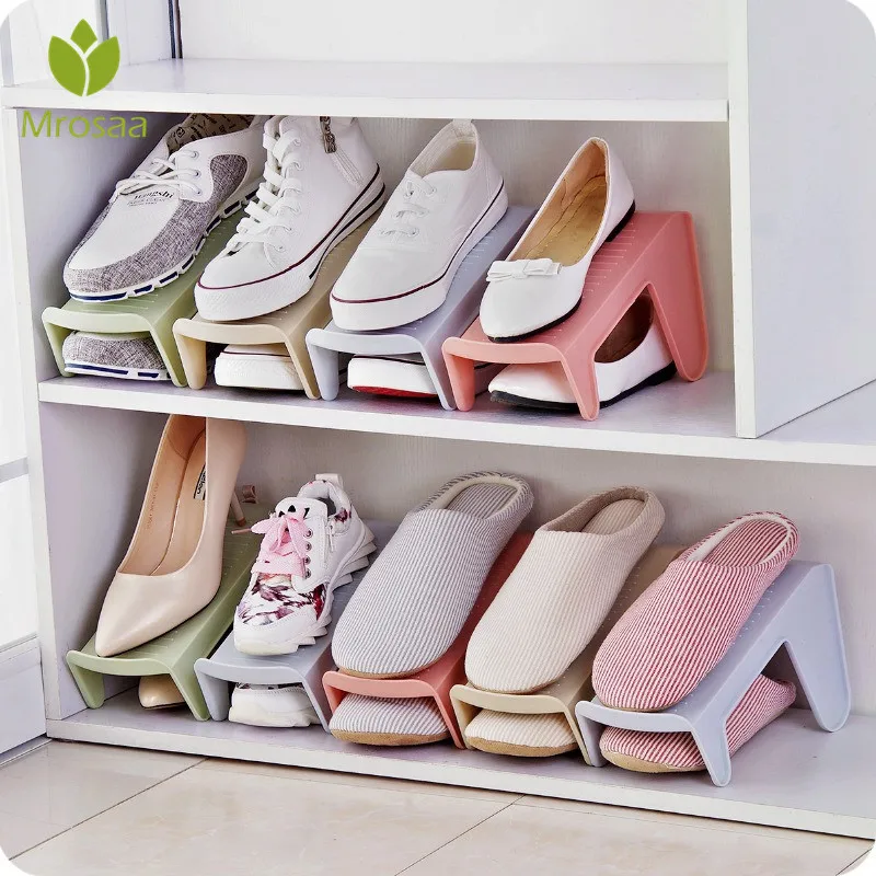 

Mrosaa Plastic Storage Rack Shoes Double Cleaning Shoes Convenient Storage Stand Shelf Finishing Storage Shoe Rack