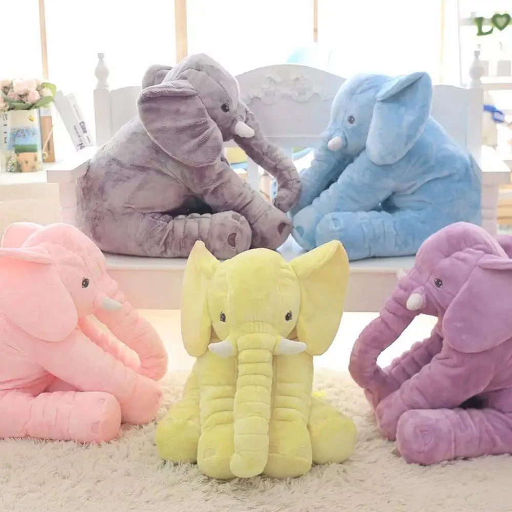 60cm Height Large Plush Elephant Doll Toy Kids Sleeping Back Cushion Cute Stuffed Elephant Baby Accompany Doll Xmas Gift