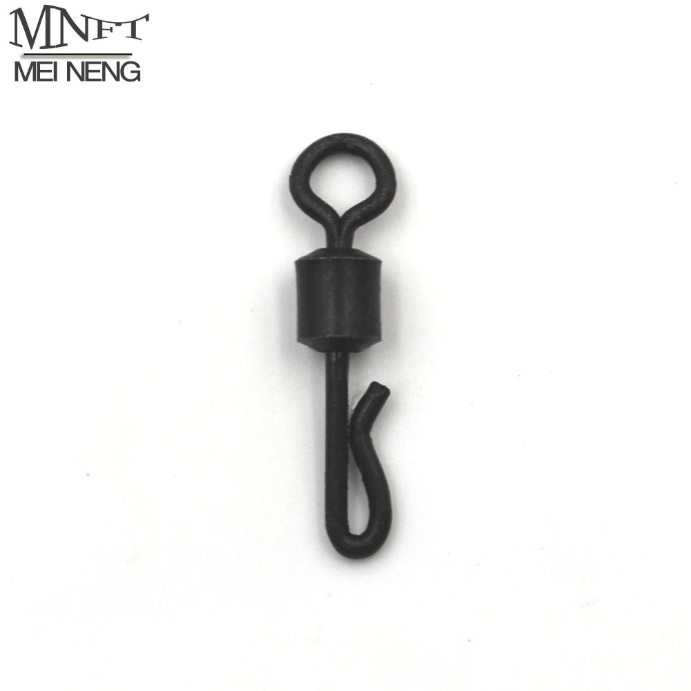 

200PCS Fishing Swivel Snap Long Body Q-Shaped Swivel Matte Black Color for Carp Fishing Rigs UK8# Quick Change Swivel