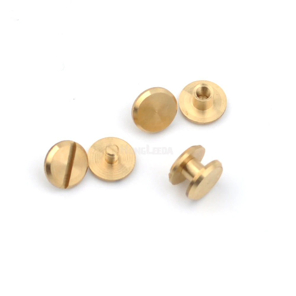 DIY 60sets/lot 9*9*4 flat double cap Brass screw rivets knob leather