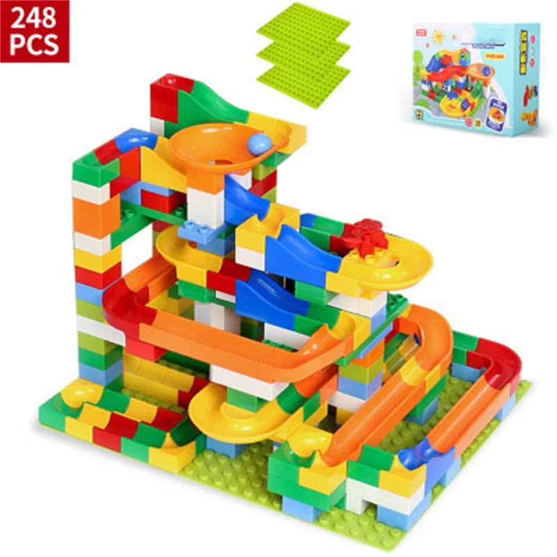 Track Slide Block Building Big Size 108-248PCS Educational Bricks Preschool Toys Compatible With Legoed Assembling Boys And Girl