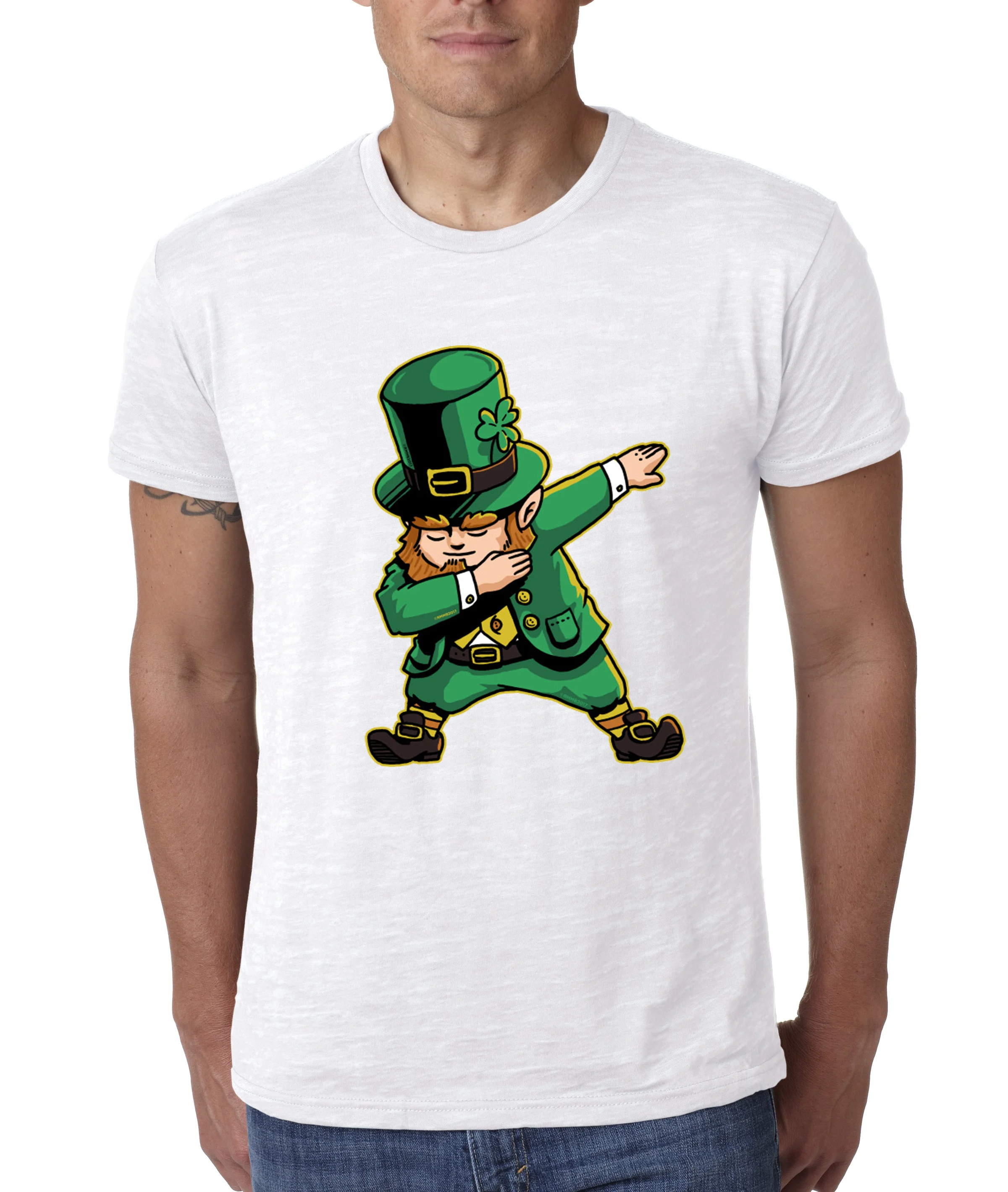 Men's T Shirt with Dabbing Leprechaun Irish Funny Teein TShirts from