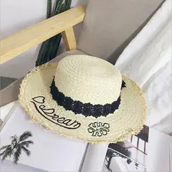 2018 новый летний Шнуровка с бантиком рафии шляпа темперамент плоские соломенные Шапки Для женщин Sea пляжный отдых для отдыха Солнцезащитная