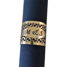 Высокая на заказ лазерная резка золотистая фольга кольцо для салфеток для Свадебные украшения для стола