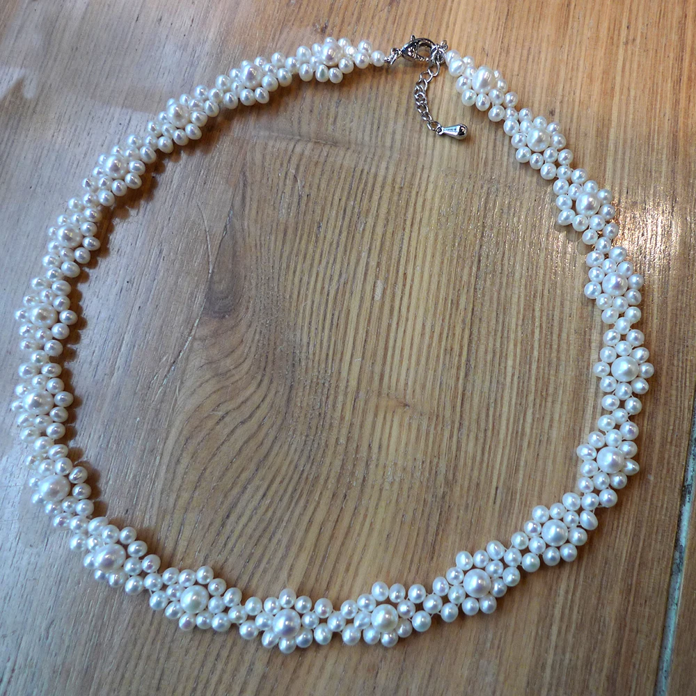 

3mm natural flesh water pearls choker necklace Women Fine Jewelry High quality Fast shipping 925 sliver Wedding jewelry