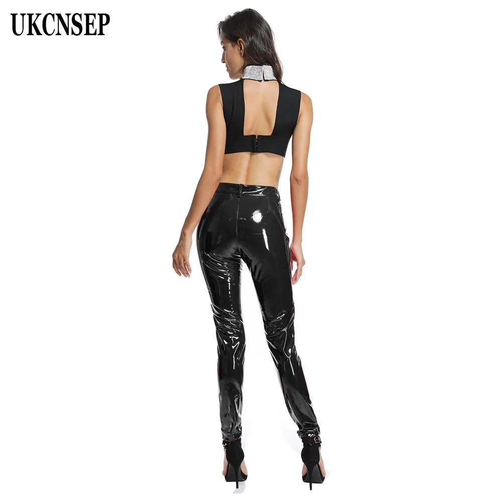 UKCNSEP женские брюки Pantalon Femme черные брюки полной длины сексуальные женские брюки высокого качества женские облегающие брюки из искусственной кожи